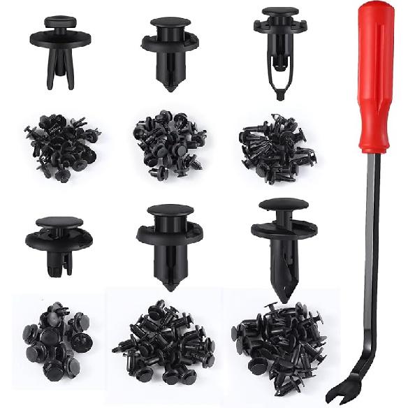 Набор инструментов для снятия обшивки LivTee, набор рычажных инструментов для снятия клипс и фиксаторов, 100 шт. фиксаторов бампера, пластиковых автомобильных заклепок, толкателей