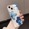 Чехол для телефона с принтом лилии и гибискуса для iPhone 17 16 16E 15 14 13 12 11 Pro Max X XR XS 7 8 Plus Мягкая прозрачная синяя крышка с цветами