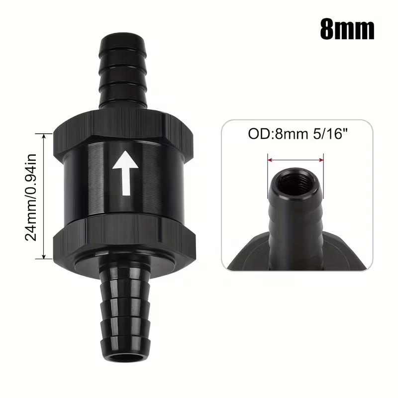 2PCS High Quality Aluminum Alloy 4 6 8 10 12 14mm Fuel Non Return Inline One Way Check Valve For Fuel Line Oil Petrol Diesel Gas