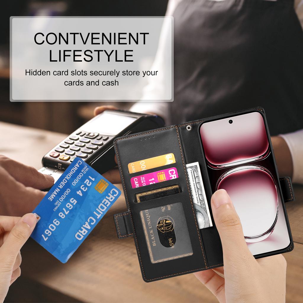 DF-010 Для Oppo Reno12 Pro 5G (Глобальный) Чехол-подставка из искусственной кожи для телефона с кошельком