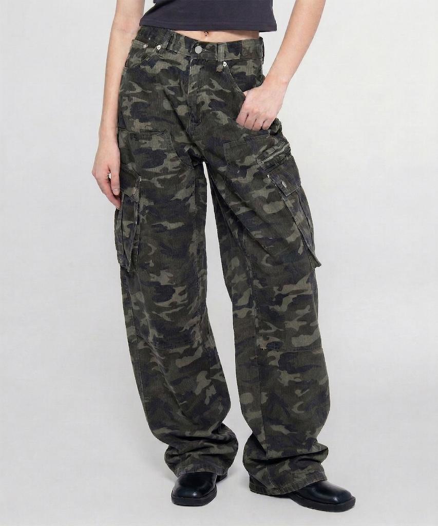 CHICKS Urban Utility Camo Wide Pants Light Grey