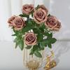 Artificial Ninehead Rose Bouquet Wedding Decor Silk Flowers For Home And Event Use