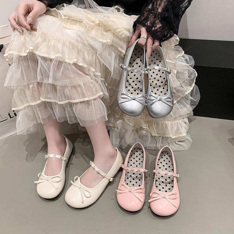 Французские ретро балетные серебристые маленькие кожаные туфли женские балетки с мягкой подошвой удобные красные туфли-лодочки с круглым носком туфли Мэри Джейн женские туфли