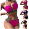 Women's Split Fashion Sexy Solid Color Bikini Beach Swimsuit (2 Sets With Chest Pads Without Steel Bra)
