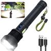 Rechargeable LED Flashlight 90000 Lumens Super Bright Torch with COB Work Light 7 Modes Zoomable High Power Waterproof for Camping Emergency