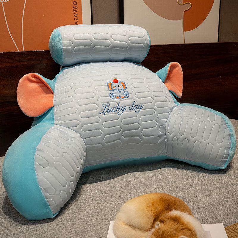 Cute Animal Lumbar Support Pillow Summer Ice Silk Surface Backrest Cushion With Removable Neck Pillow For Bed Sofa Office Chair