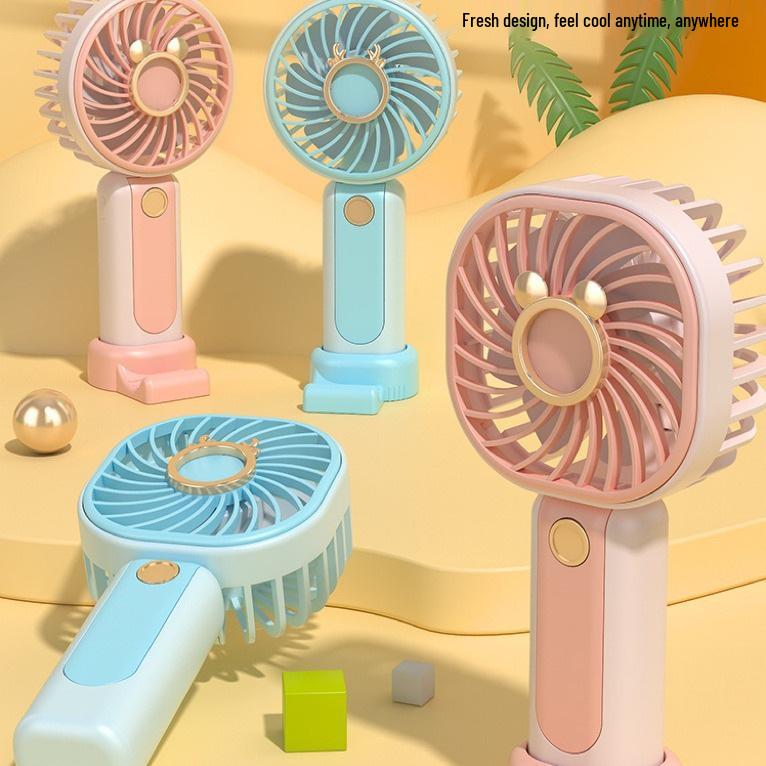 Portable USB Cartoon Handheld Mini Fan - Student Gift & Home Accessory