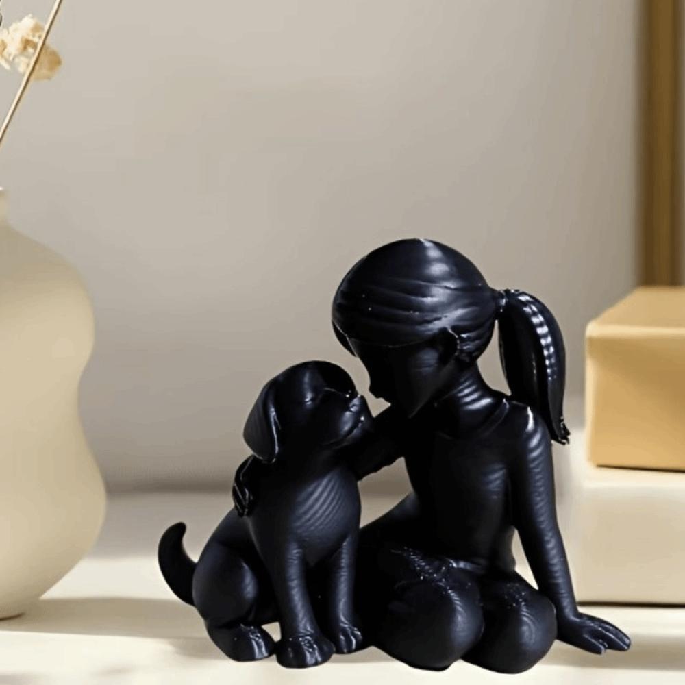 Подарки 3D Печатные Статуэтки Девочки и Собаки Милое Украшение Настольная Фигурка Собаки Креативные Статуэтки Собак Поделки Для Настольного Использования