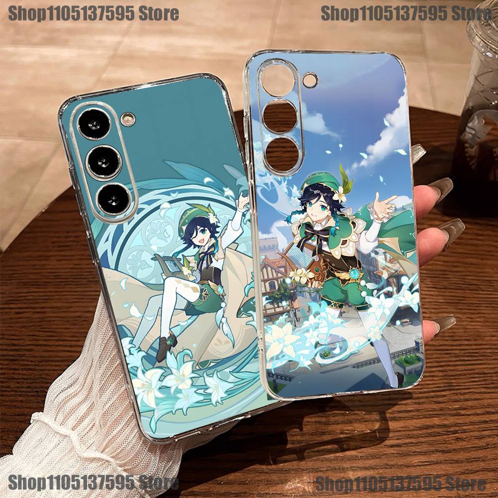 G-Genshin Impact Venti Barbatos Phone Case For Samsung S30,23,21,22,20, FE lite,S10,9,8,7 PIus Note20ultra Soft Transparent