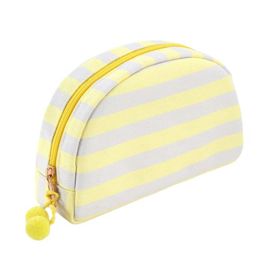 Косметичка в полоску из ракушки, холщовая, дорожная, органайзер для макияжа, портативная, милая косметичка с помпонами для женщин и девочек.