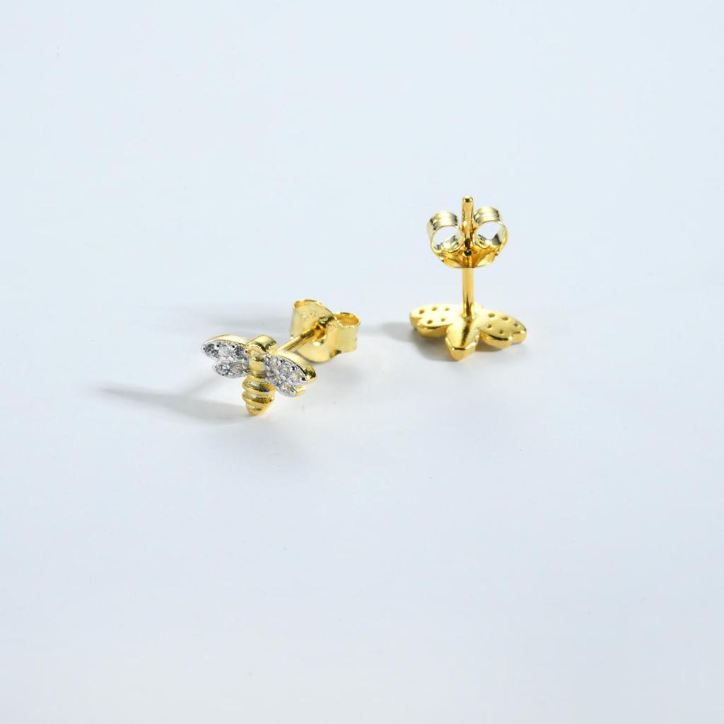 ANDYWEN Женские серьги-гвоздики из стерлингового серебра 925 пробы, золотые бабочки, стрекозы, пчелы, роскошные ювелирные изделия, 2023, свадебные украшения