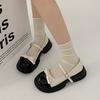 Простые и универсальные маленькие кожаные туфли в стиле ретро, женские, лето 2025, новые, Мори, на толстой подошве, белые одинарные туфли