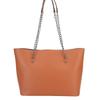 Trendy Solid Color Large Capacity Pu Tote Bag With Chain Decoration For Daily Commuting
