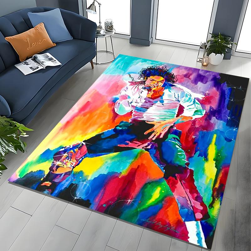 Fashion MJ Michael Jackson King of Pop Carpet Rug for Home Living Room Bedroom Sofa Doormat Decor,Large Kids Non-slip Floor Mat
