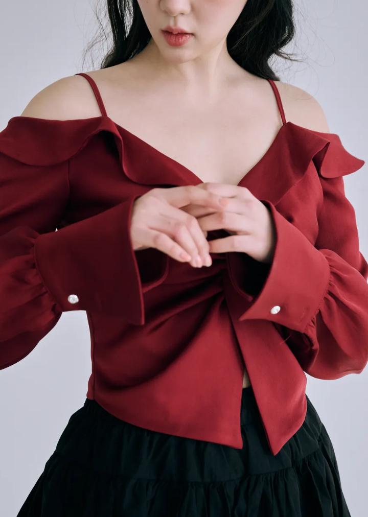 BYSEOWOO Sophie Off-Shoulder Blouse (Wine)