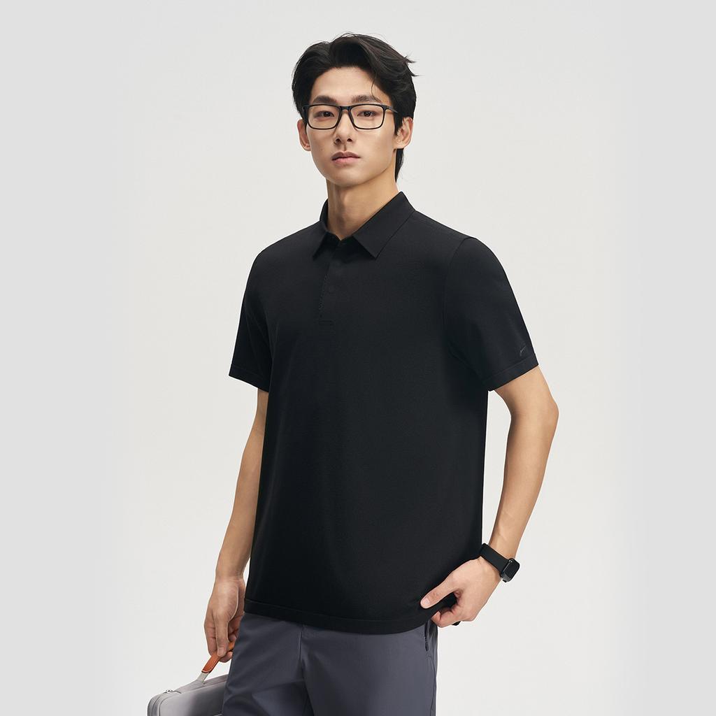 Li-Ning Удобная однотонная универсальная рубашка-поло с коротким рукавом Мужские топы APLW547-5