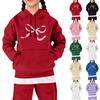 Children's Casual Bow Print Hooded Sweatshirt
