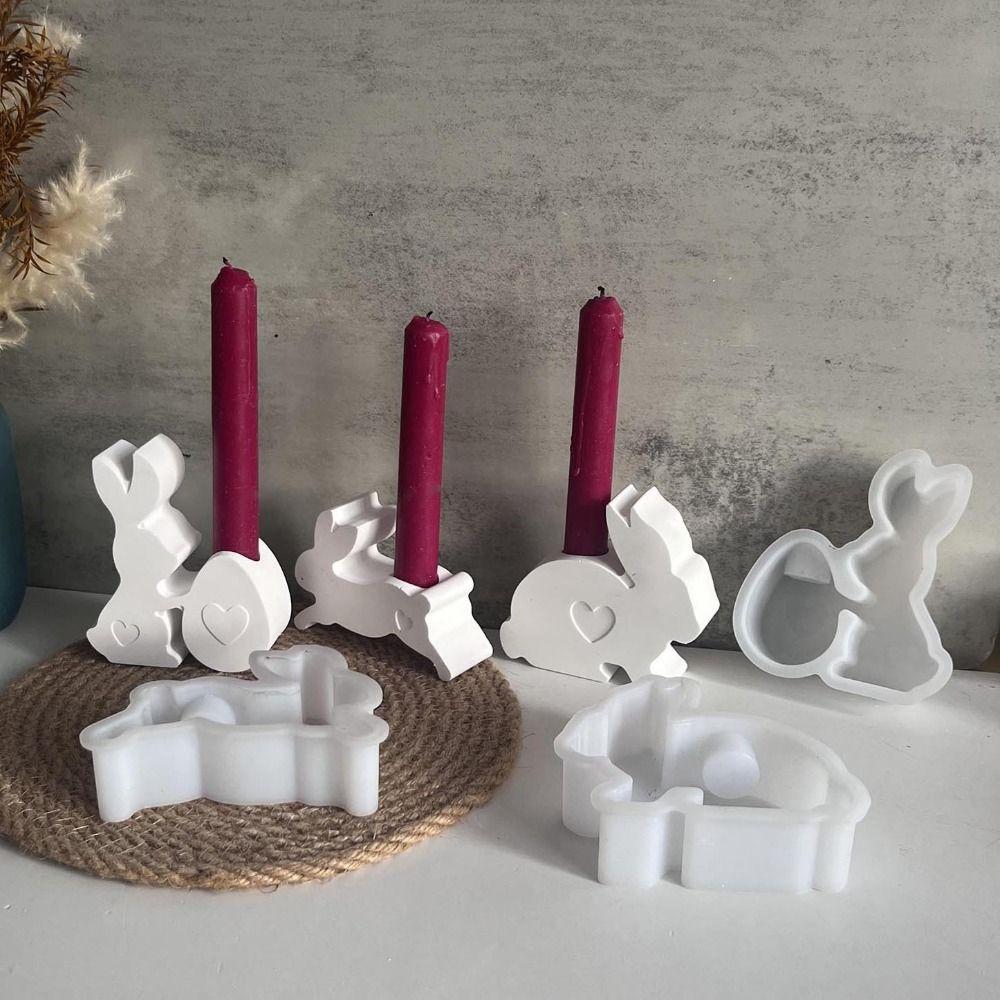 Cartoon Rabbit Candlestick Molds Handmade Bunny Tealight Molds  Home Table Decoration