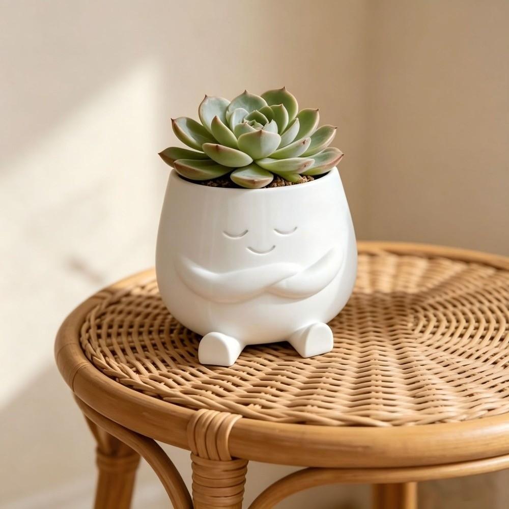 Stylish Design Head Planter Mini Size Desktop Decoration Landscape Plant Pot Home Decor