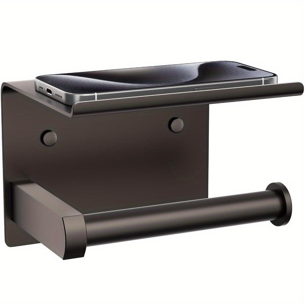 1pc Toilet Paper Holder with Phone Wall Mount Toilet Tissue Roll Holder Rustproof Multifunctional Bathroom Storage Dispenser Paper Holder Wall Mount