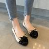 Fashion Spliced Flats Autumn New Round Toe Shallow Mouth Bow Soft Sole Non-Slip Wear-Resistant Cover Foot Low Top Single Shoes