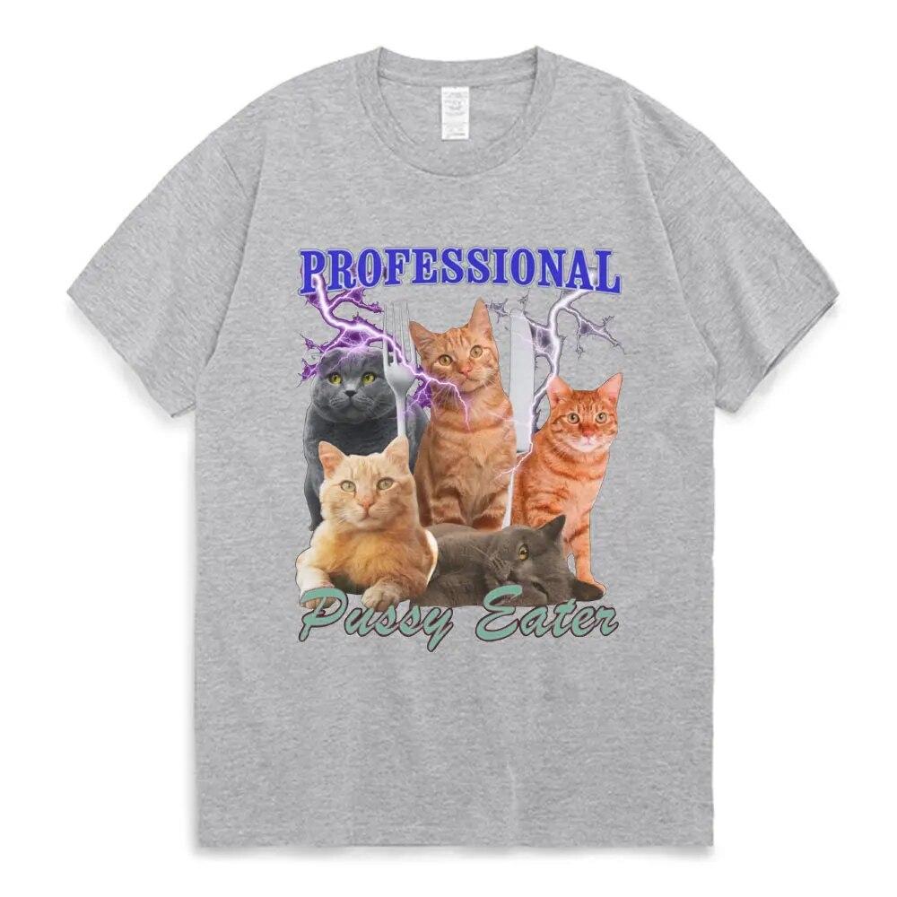 Профессиональный Pussy Eater, забавная футболка для любителей кошек, женская одежда унисекс, модные хлопковые повседневные футболки большого размера, уличная футболка