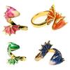 Topaz Dragon Ring Adjustable Gothic Dragon Open Ring Brass Gold Plated Finger Ring for Women Men