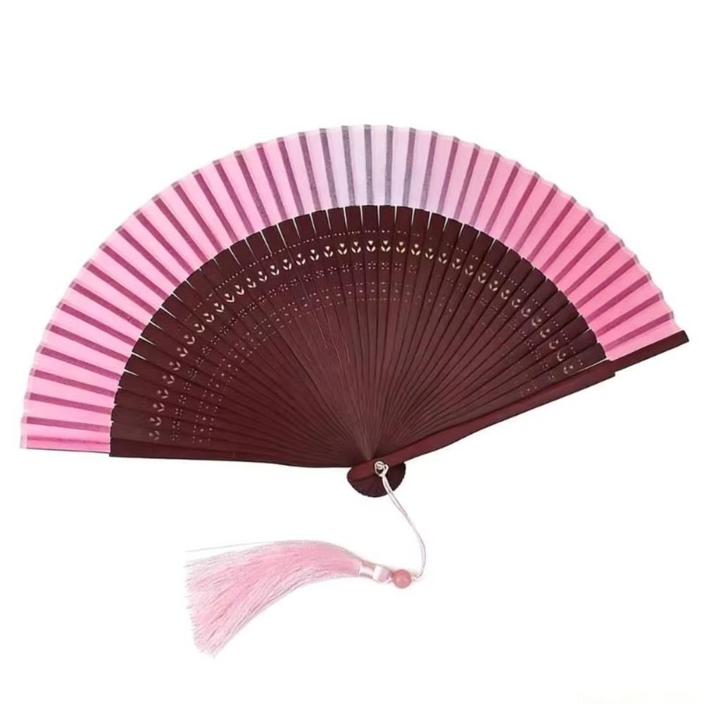 Gradient Color Retro Hand Fan Portable Dance Fan Chinese Style Bamboo Folding Fan Gift Giving