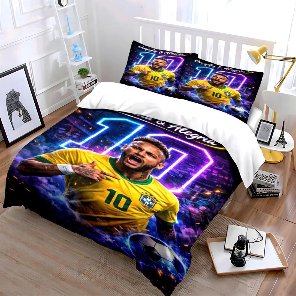 Brazil Football Player Bedding Set Bedding set (1 duvet cover, 2 pillowcases, duvet not included)