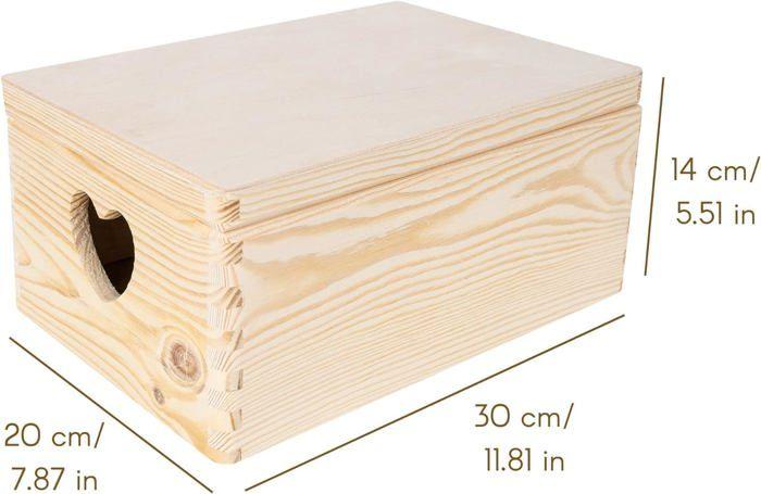 Creative Deco Caisse Bois Rangement 30x20x14cm - Boîte de Rangement Bois - Boite Rangement Cuisine - Caisse de Rangement Couvercle