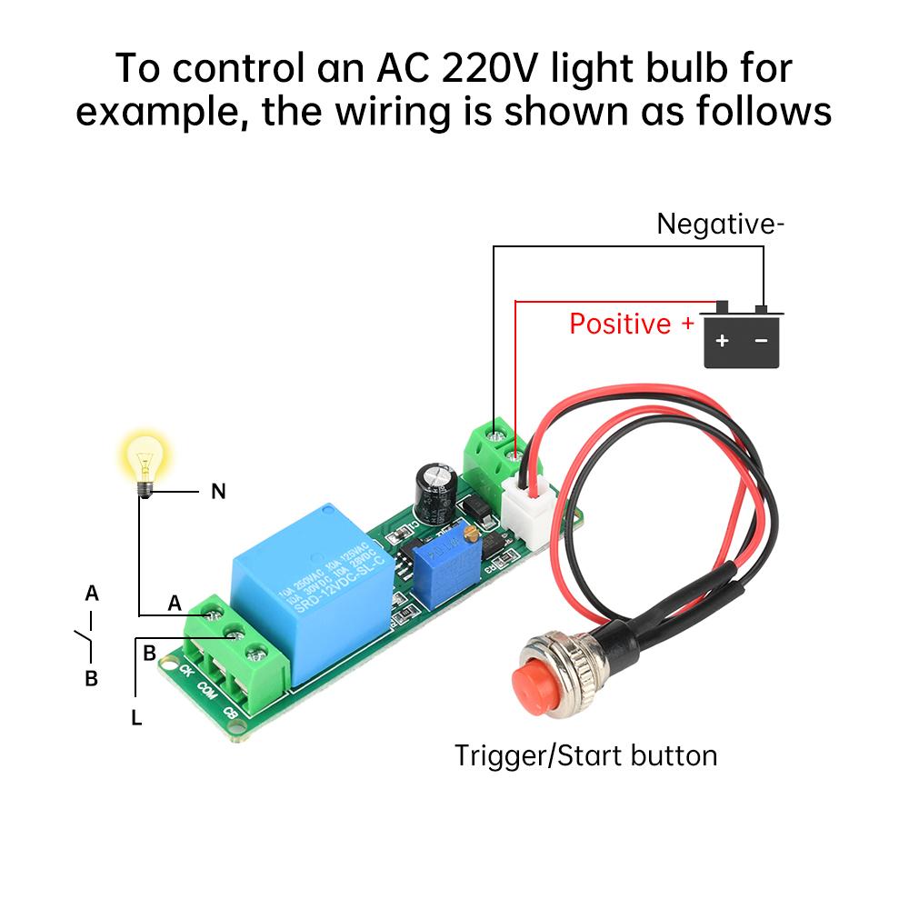 DC 5-12V Adjustable Timer Delay Turn OFF Module External Push Button Trigger Timing Relay Time Switch 1-10Sec Delay Off Switch