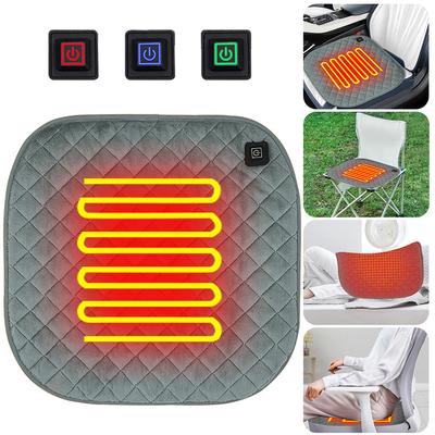 Подогреваемая подушка для сиденья, портативная электрическая подушка для сиденья с подогревом, 3 скорости, зарядка через USB для спорта на открытом воздухе, кемпинга, рыбалки