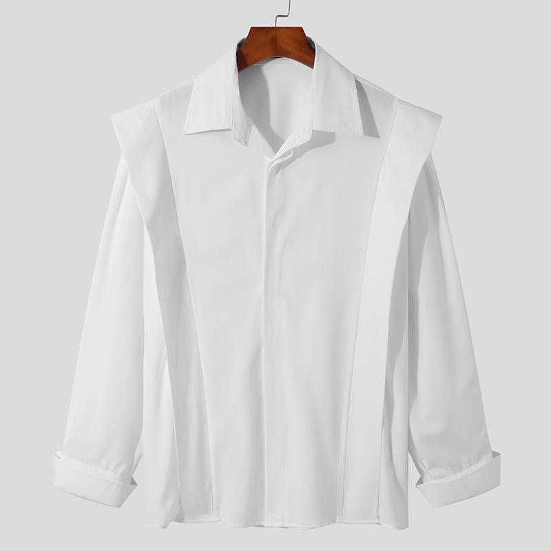 INCERUN Spring Ruffle OL Shirts with Long Sleeve Lapel Neck