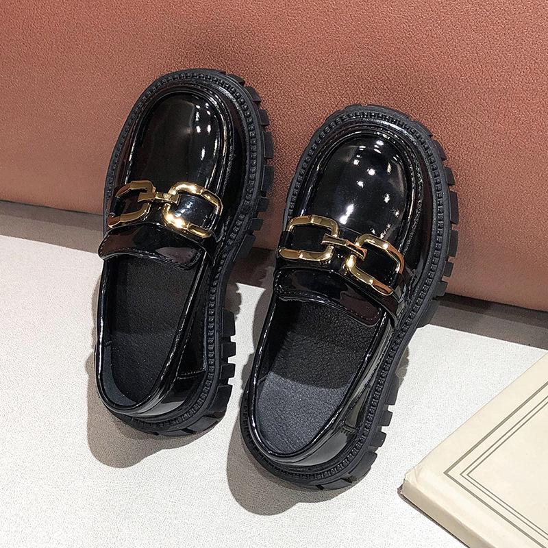 2025 Новые черные кожаные туфли принцессы для девочек - британский стиль, толстая подошва, идеально подходят для детских выступлений весной и осенью