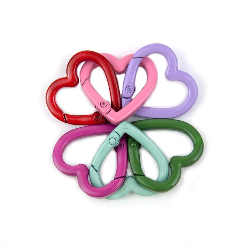 Heart-Shaped Colorful Spring Buckle Keychain DIY Jewelry Accessories