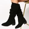 Chic Winter Suede Boots for Women  Knee-High, Chunky Heel, Fashionable   Comfortable
