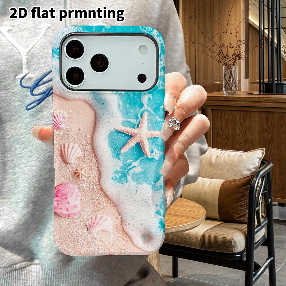 Phone Case: 2D flat suitable for iPhone 18 17 16 15 14 13 Pro film protective case, couple style, beach waves, Christmas and Halloween holiday gift