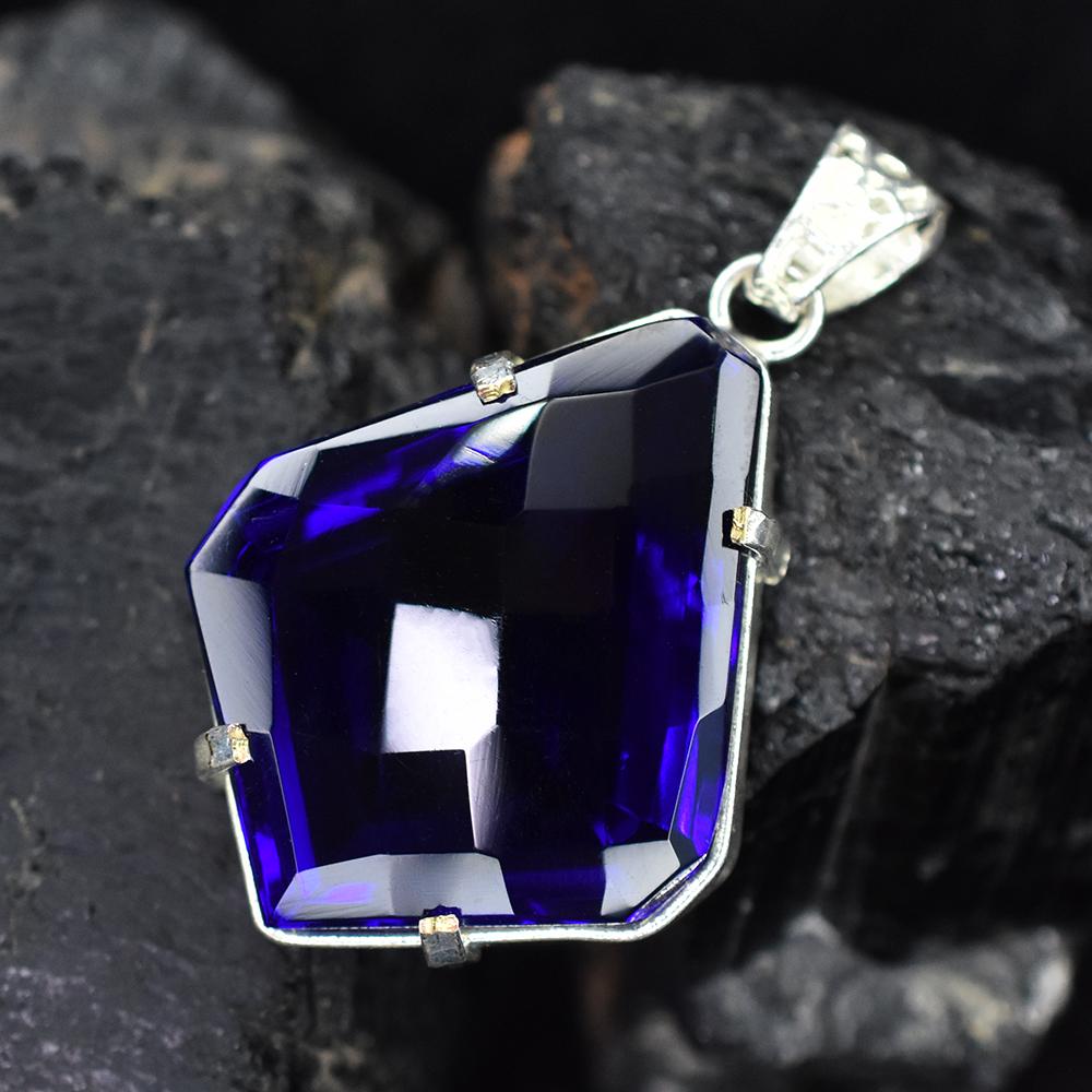A+ Quality 87.5 Ct CERTIFIED Tanzanite 925 Sterling Silver Blue Fancy Pendant MY-PD-118-NS