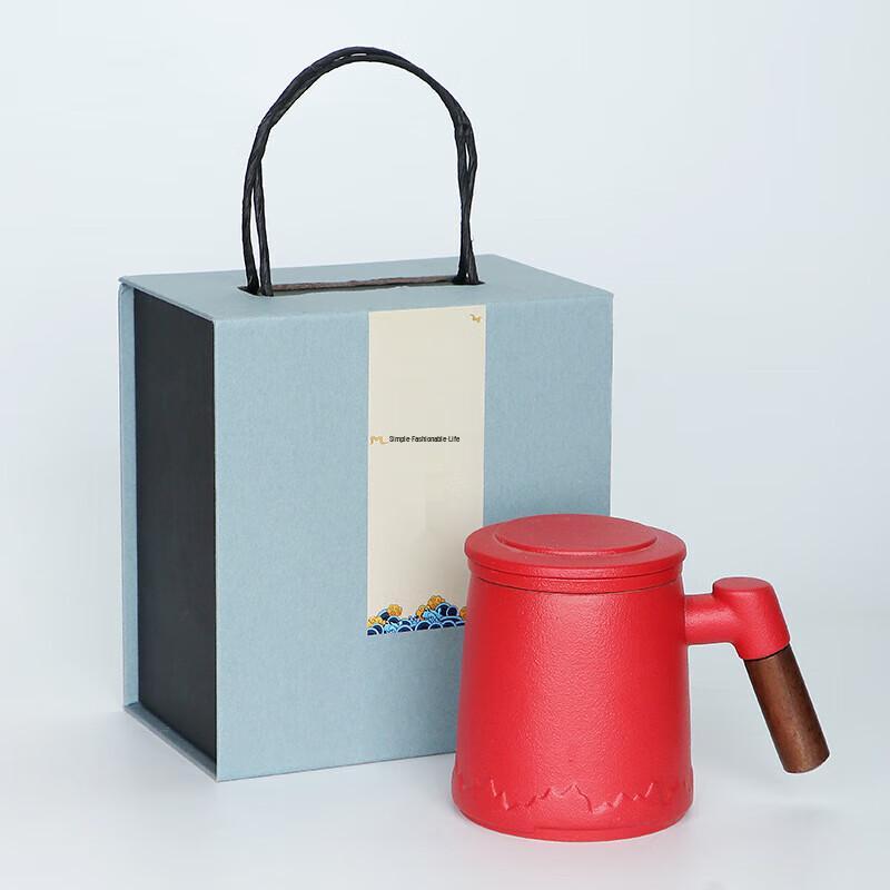 Ceramic Tea Mug with Lid and Filter Gift Set