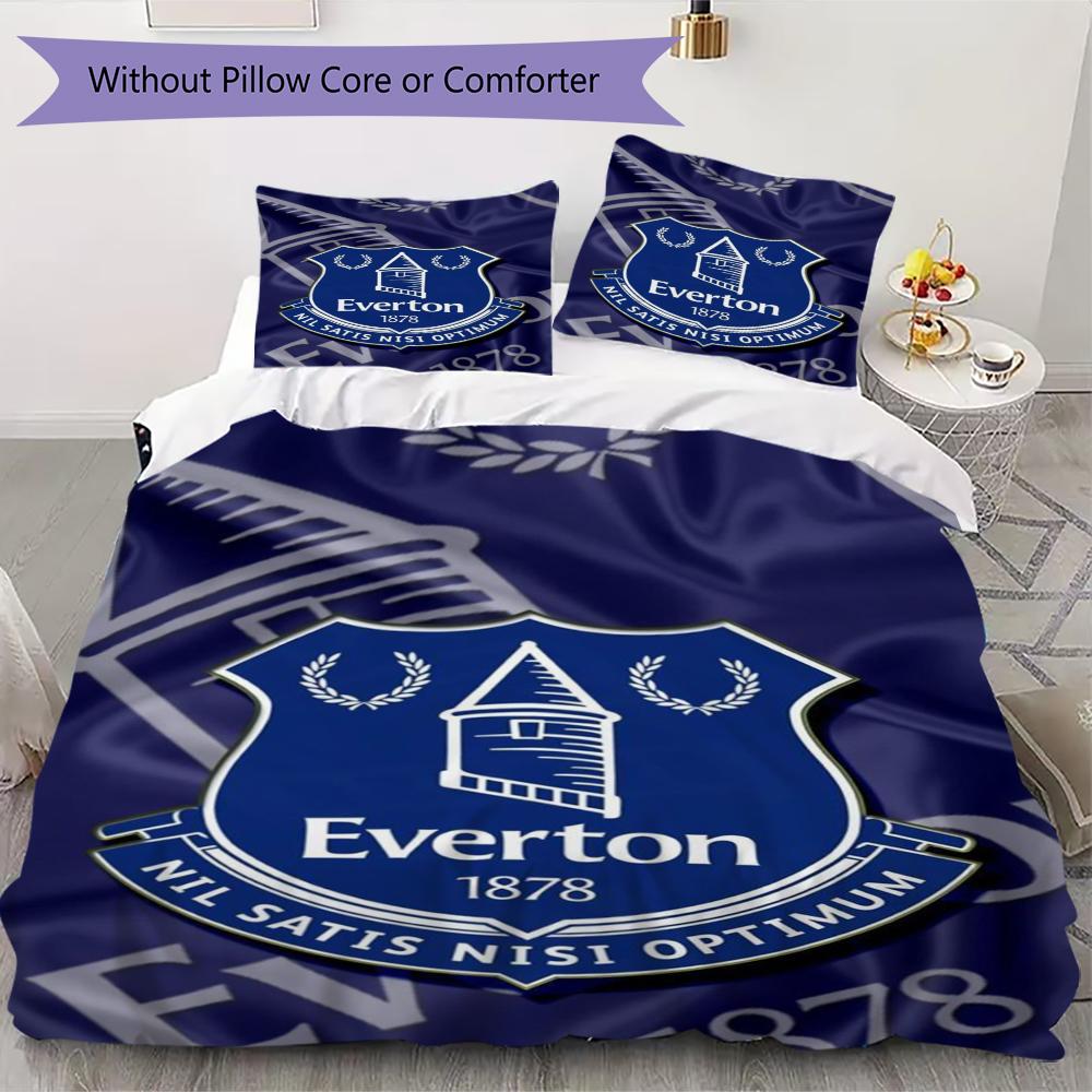 Everton FC Pattern Bedding uilt Set uilt Cover Pillowcase Home Decoration Birthday Gift (1 * duvet cover + 2 * pillowcase without core)41