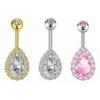 Stainless Steel Zircon Navel Ring Colorful Body Piercing Jewelry Fashion Belly Button Ring  Girl