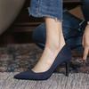 Sexy Pointed Toe High Heels Shoes Women Shallow Office Pumps Shoes Spring Suede Elegant 2024 Mujer New Stilettos