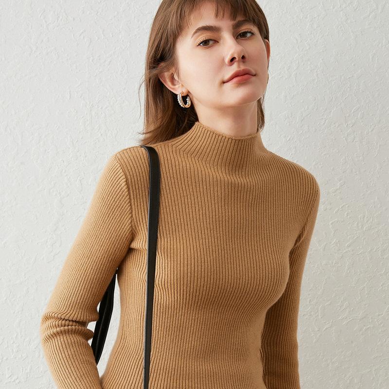 INDFS Женская мода Повседневный Осень Зима Однотонный Принт Длинный Рукав Полуводолазка Свитера