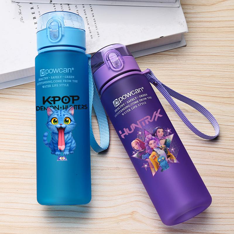 KPop Demons Hunters Large Capacity Sports Water Bottle Motivational Leak Proof Portable Reusable Cups Outdoor Travel Gym Jugs