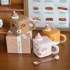 Birthday Gift for Girls, Bear with Lid Spoon, Ceramic Mug, Couple Coffee, Water Cup, Gift