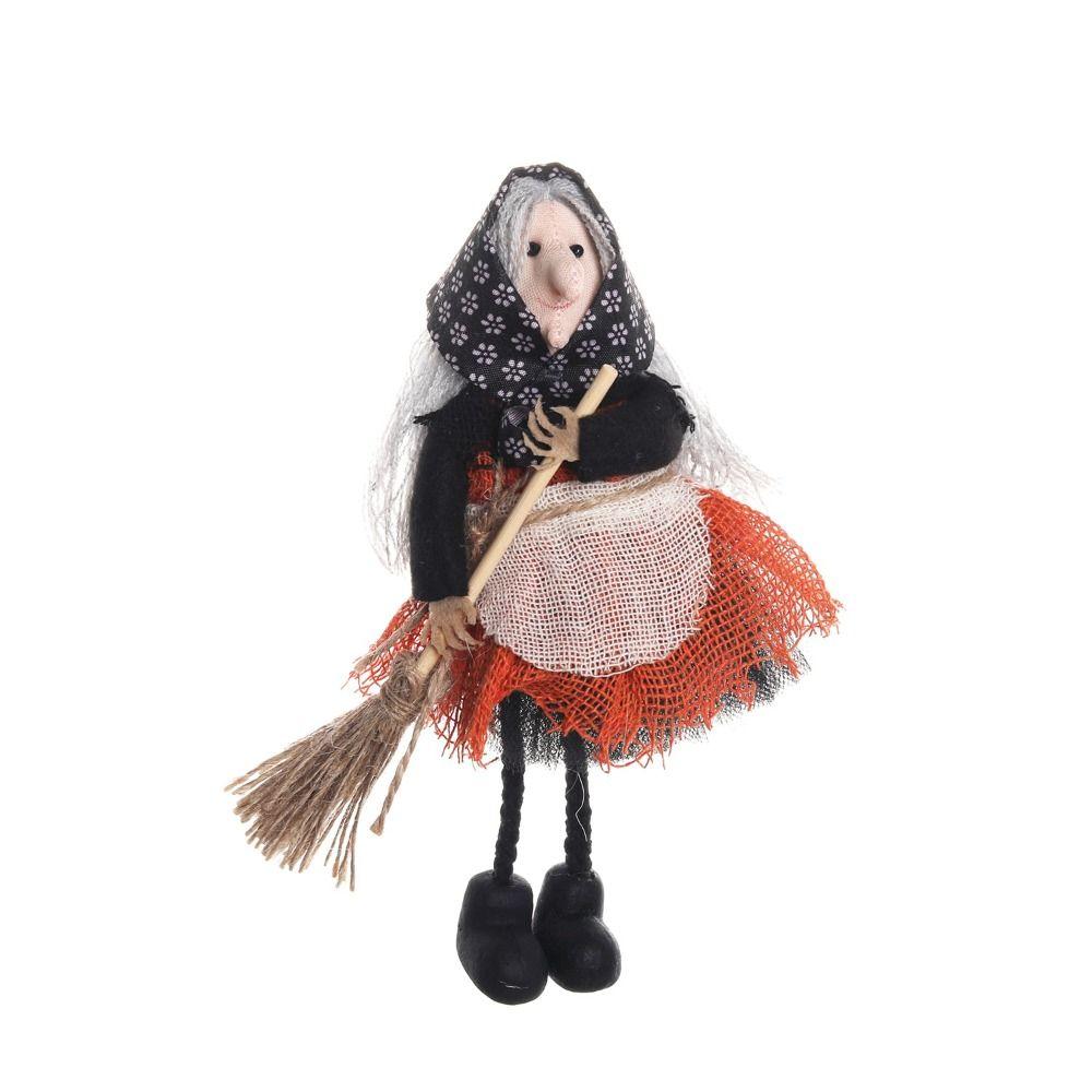 Scary Halloween Apron Witch Doll Cute Funny Broom Witch Decoration Handicraft Halloween Witch Pendant Haunted House