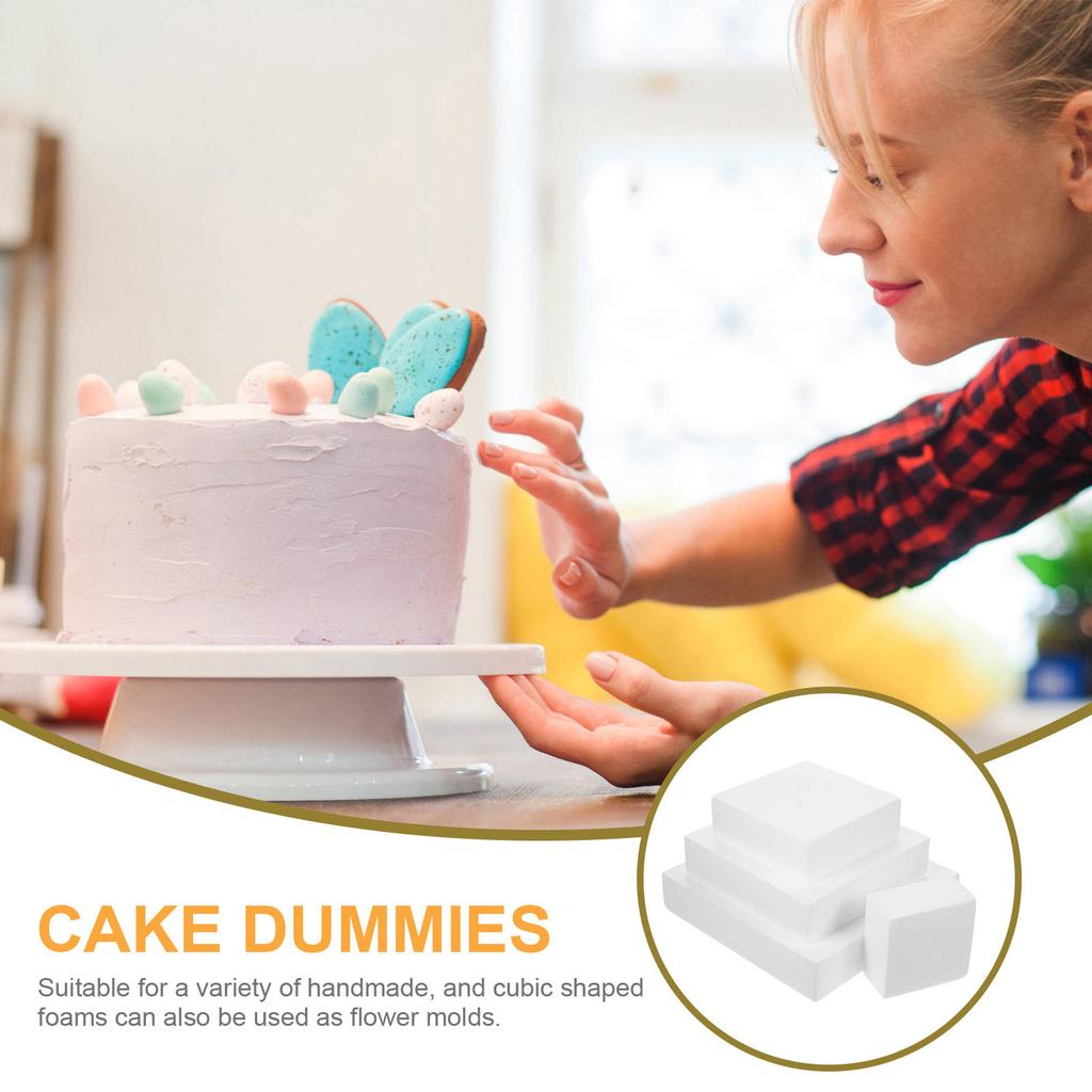 4 шт. Белый пенопластовый макет торта Кубическая форма Легкий DIY Декоративный инструмент для демонстрации свадебного торта Инструмент для тренировки Выпечка