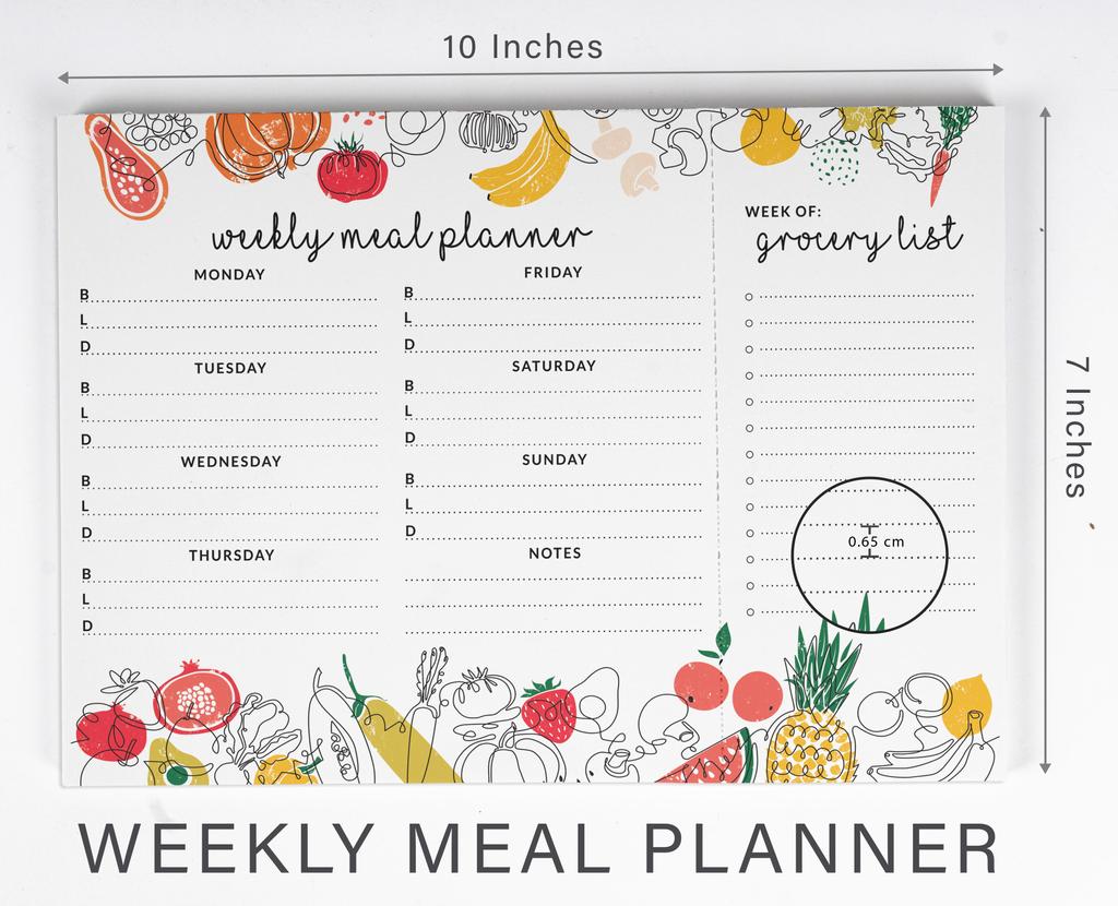 Inkdotpot Weekly Meal Planner Notepad 7"x10 , "Kitchen Menu" Magnetic Meal Planning Pad with Tear Off Grocery S-54 Sheets