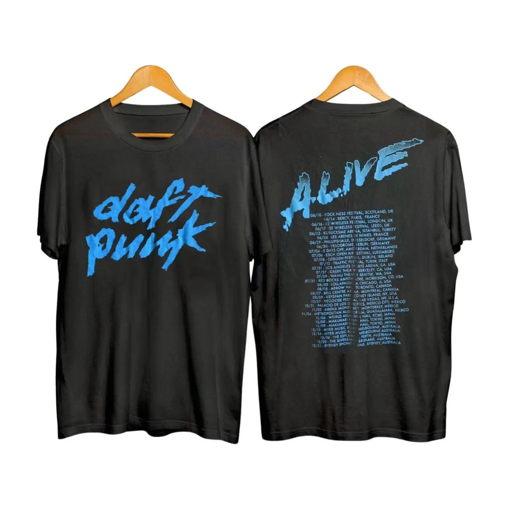 РЕДКИЙ!! Винтажная Редкая Футболка Daft Punk Alive Tour 2007 Мужская Женская Футболки Топ