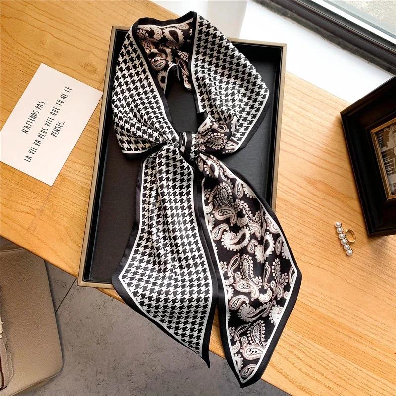 Luxury Long Silk Scarf Female Animal Horse Print Thin Narrow Scarf Bag Hair Band Ribbon Scarfs Women Neckerchief